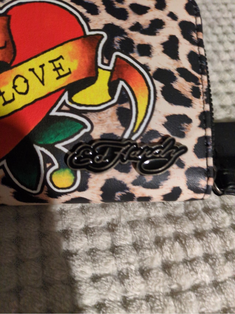 Ed Hardy 'Eternal Love' Leopard Wristlet - Red, Yellow, Blue, Black - Picture 2 of 2